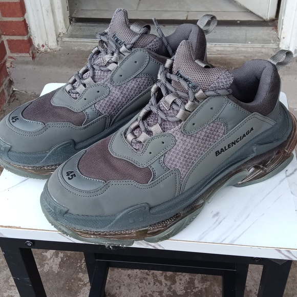 Balenciaga Men's Green and Gray Sneakers - Picture 1 of 6